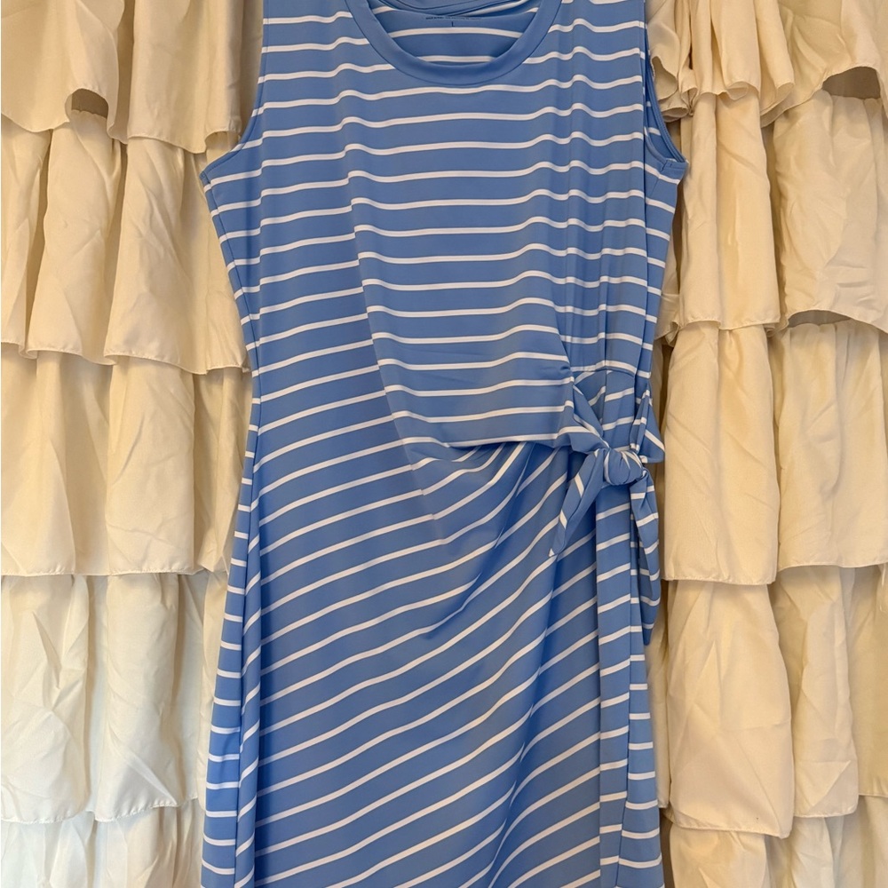 Vineyard Vines Blue and White Striped Midi Dress
